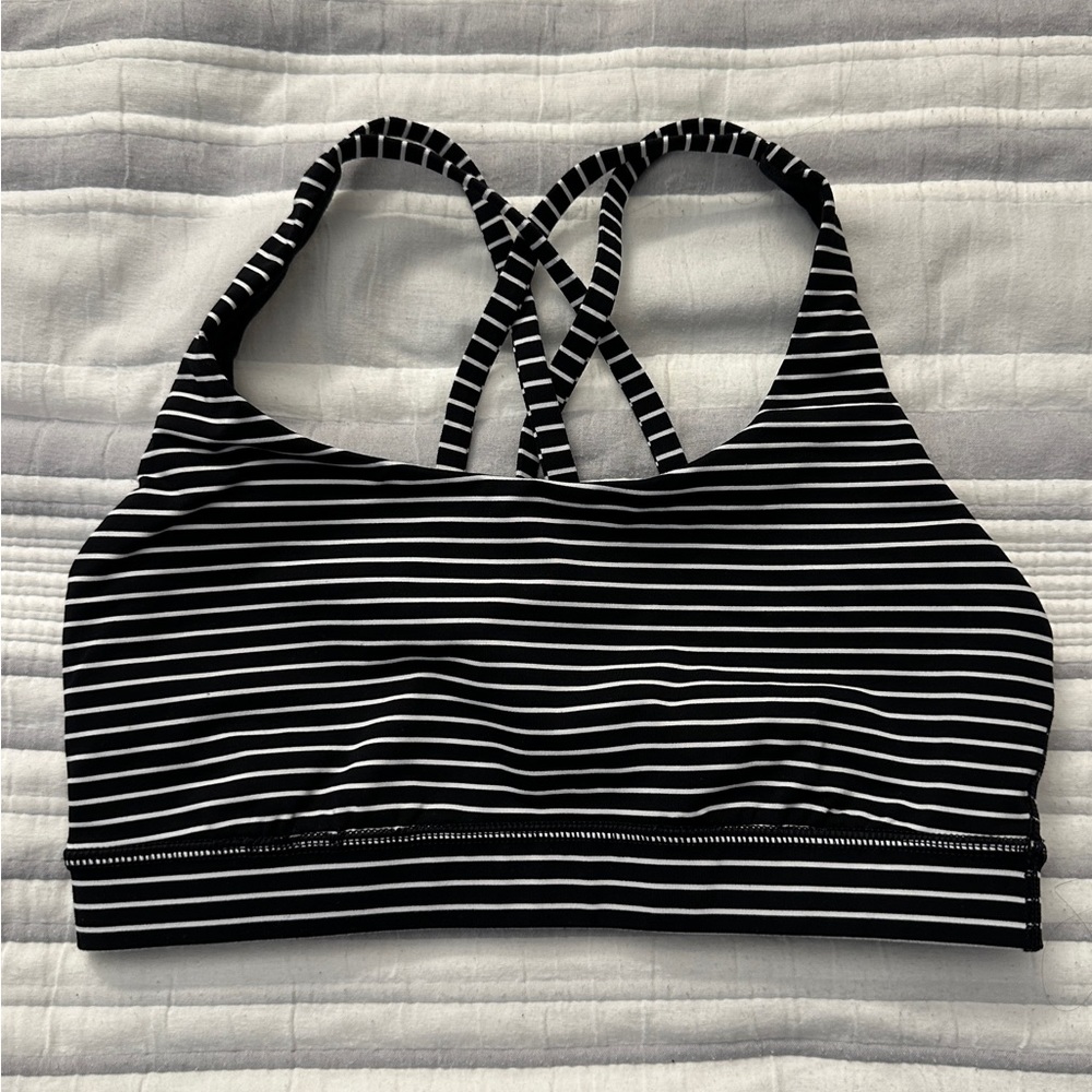 Black and White Striped Lululemon Sports Bra (Size 4/6)